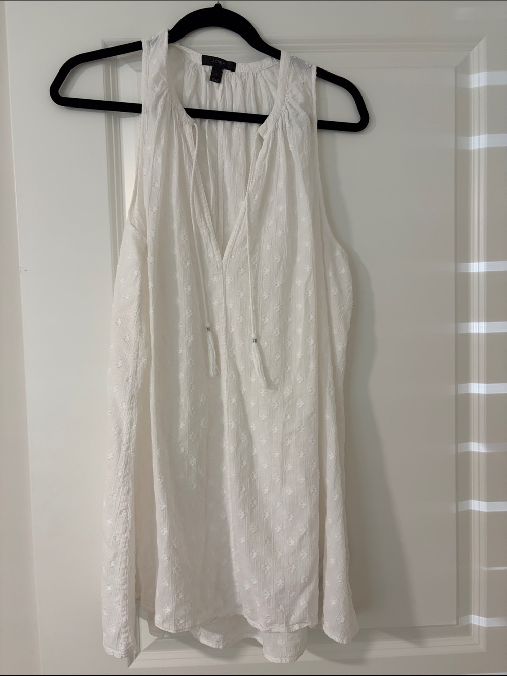 J. Crew white swim coverup with floral embellishment